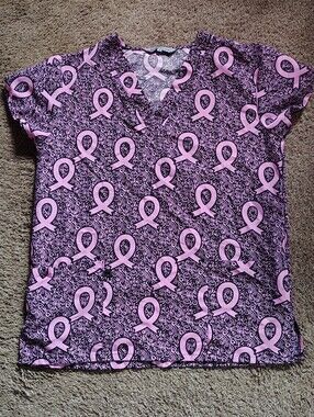 Banncock Scrub Top Breast Cancer Awareness Pink Ribbon Women's Sz S